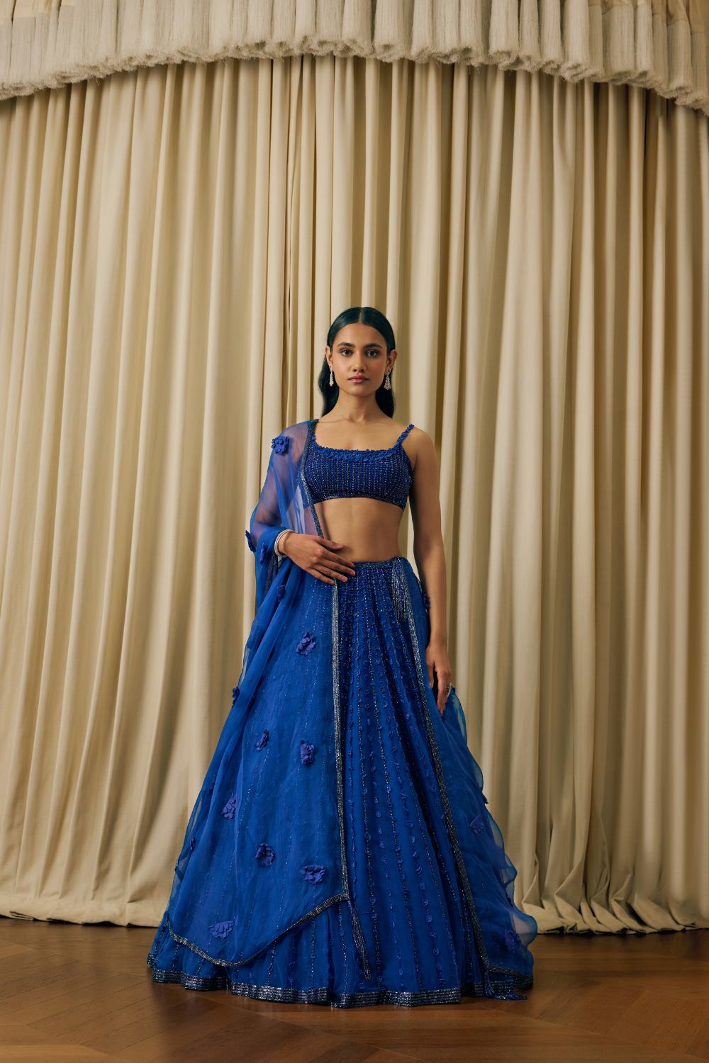 3d flower lehenga
