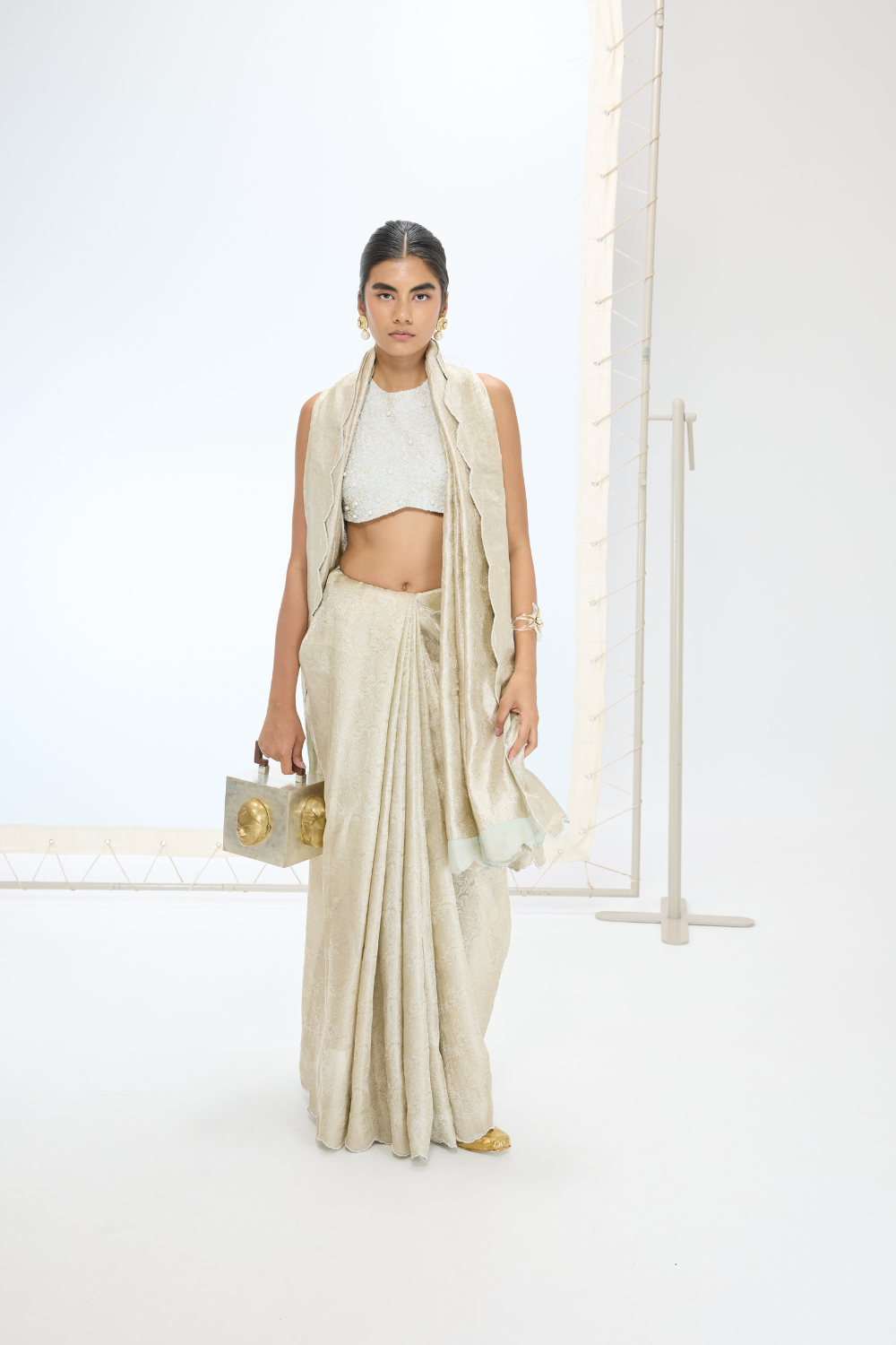 The Jenna Saree in Champagne