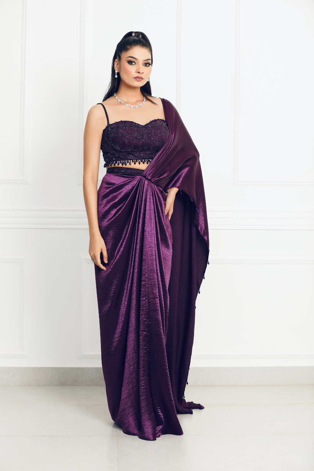 Moonlight Orchid Drape Saree