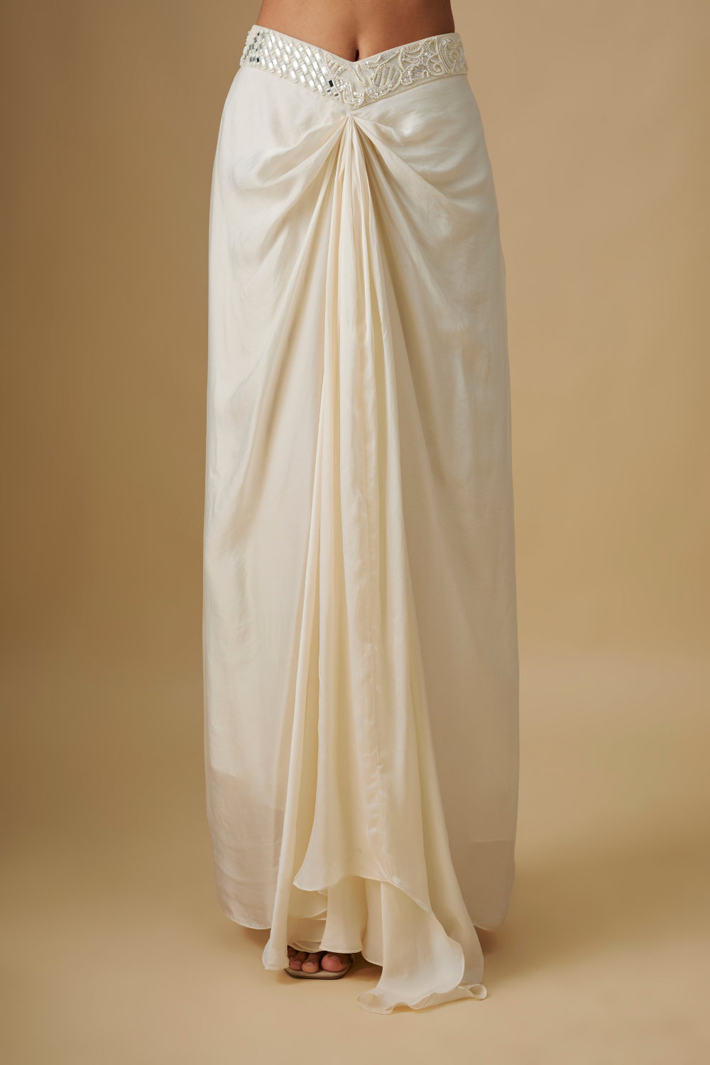 Waverly- Ivory Drape Mirror Blouse with cape