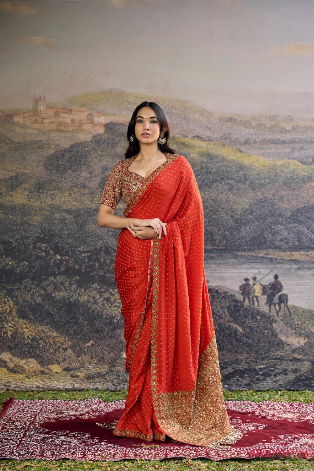 Surahi Rang Handloom Saree Set