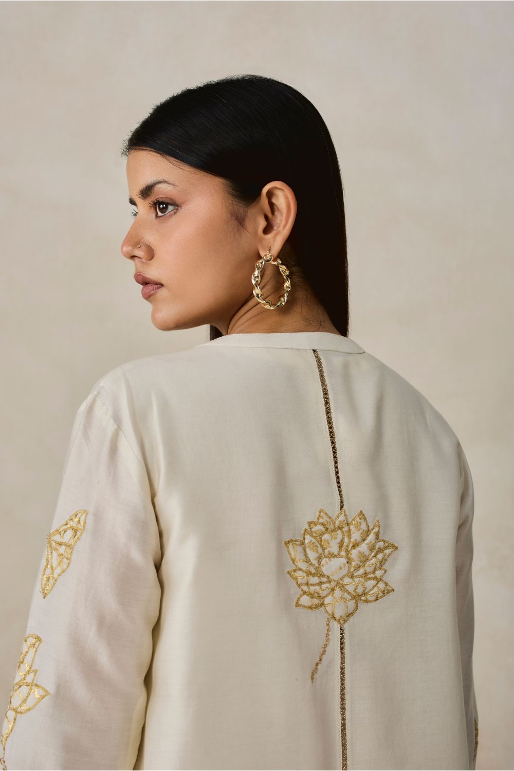 Chanderi Assmmetrical Kurta With Pant Set