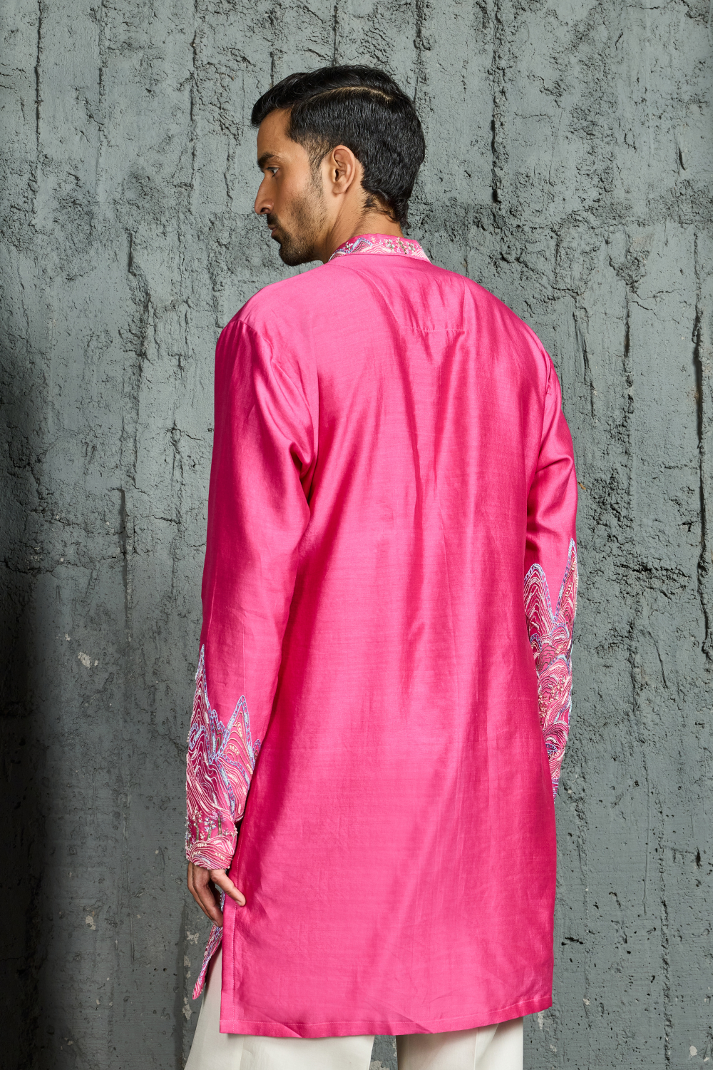 Pink Gulrang Ridge Kurta Set