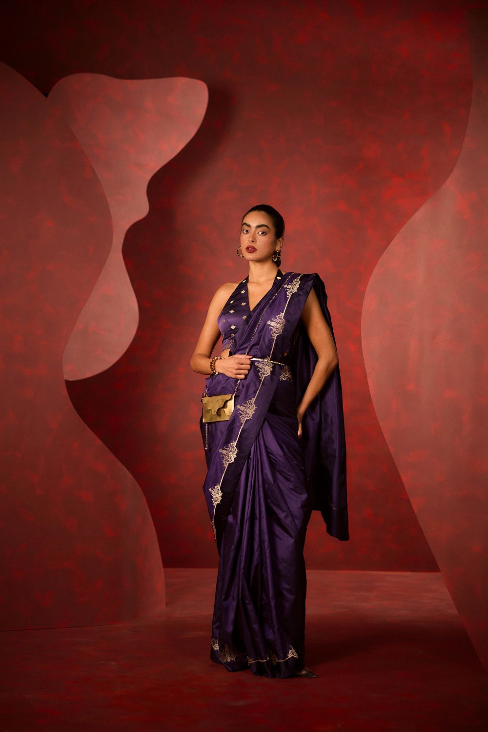 The Siren Saree in Purple