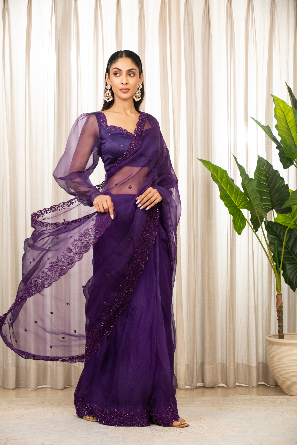 Purple Nyra Saree Set