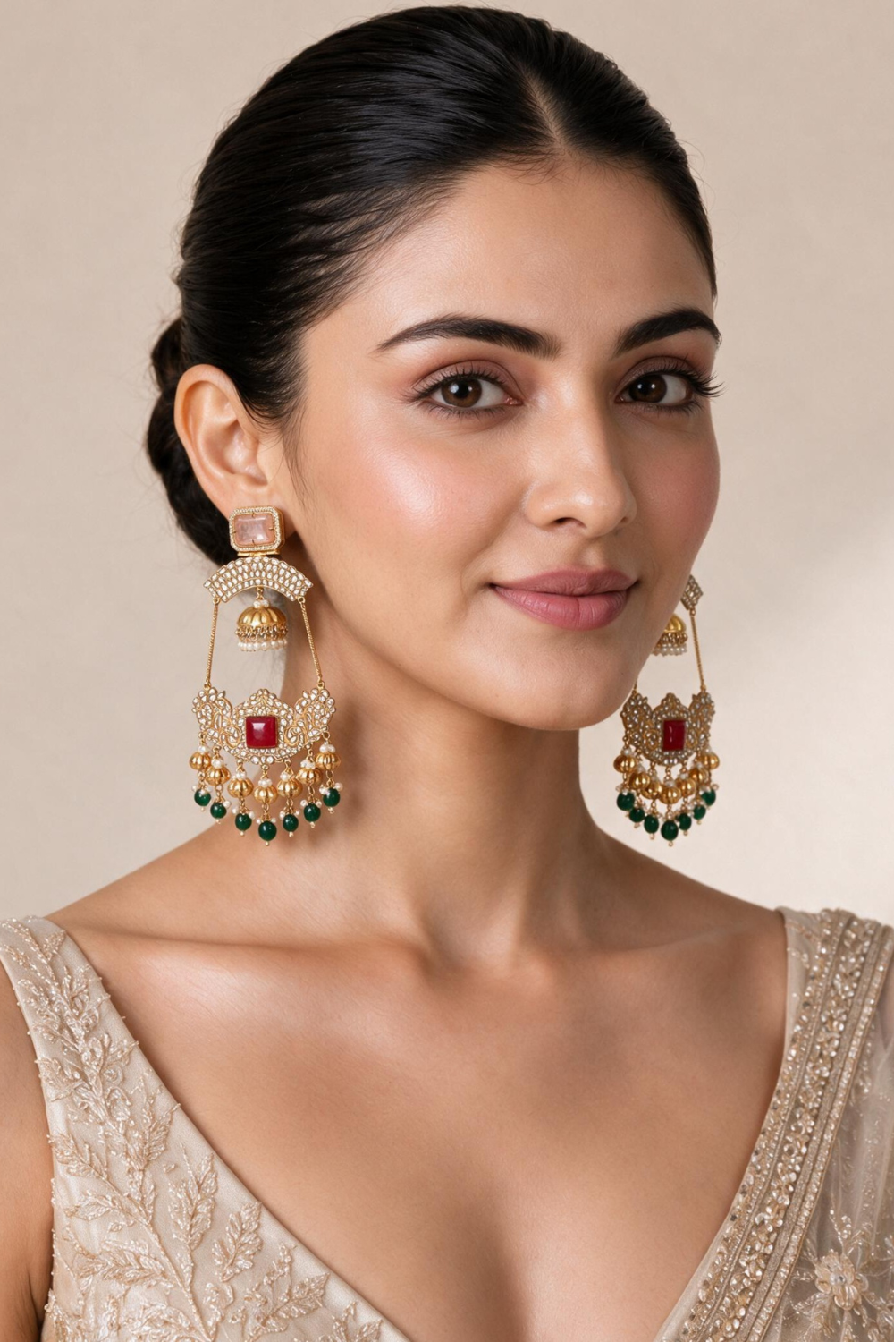 Kundan Statement Jhumka Earrings