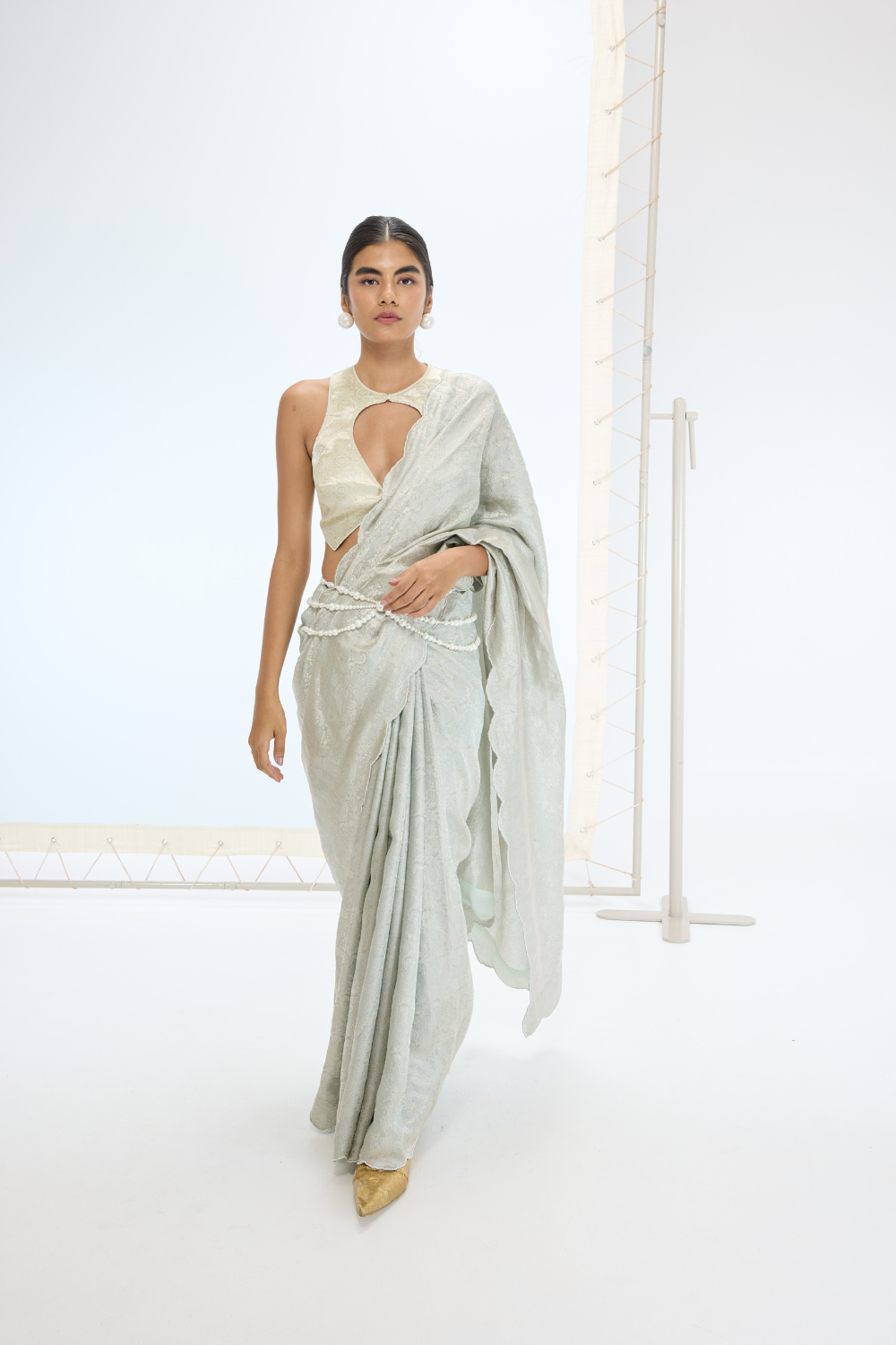 The Jenna Saree in Aqua Green