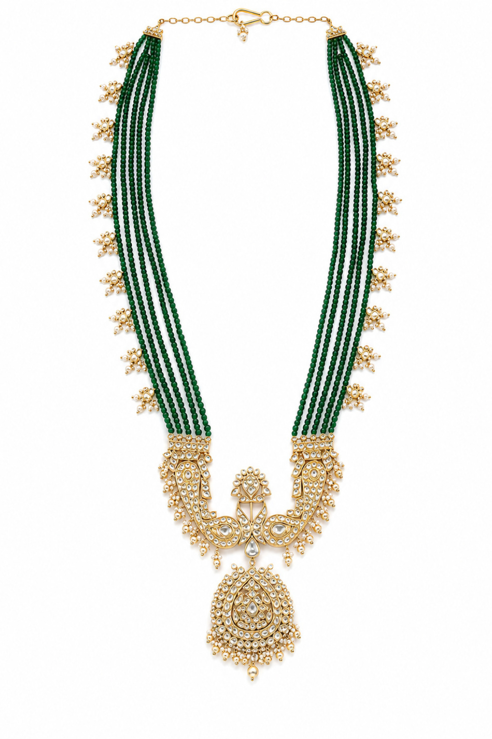 Green Beaded Kundan Pendant Groom Necklace