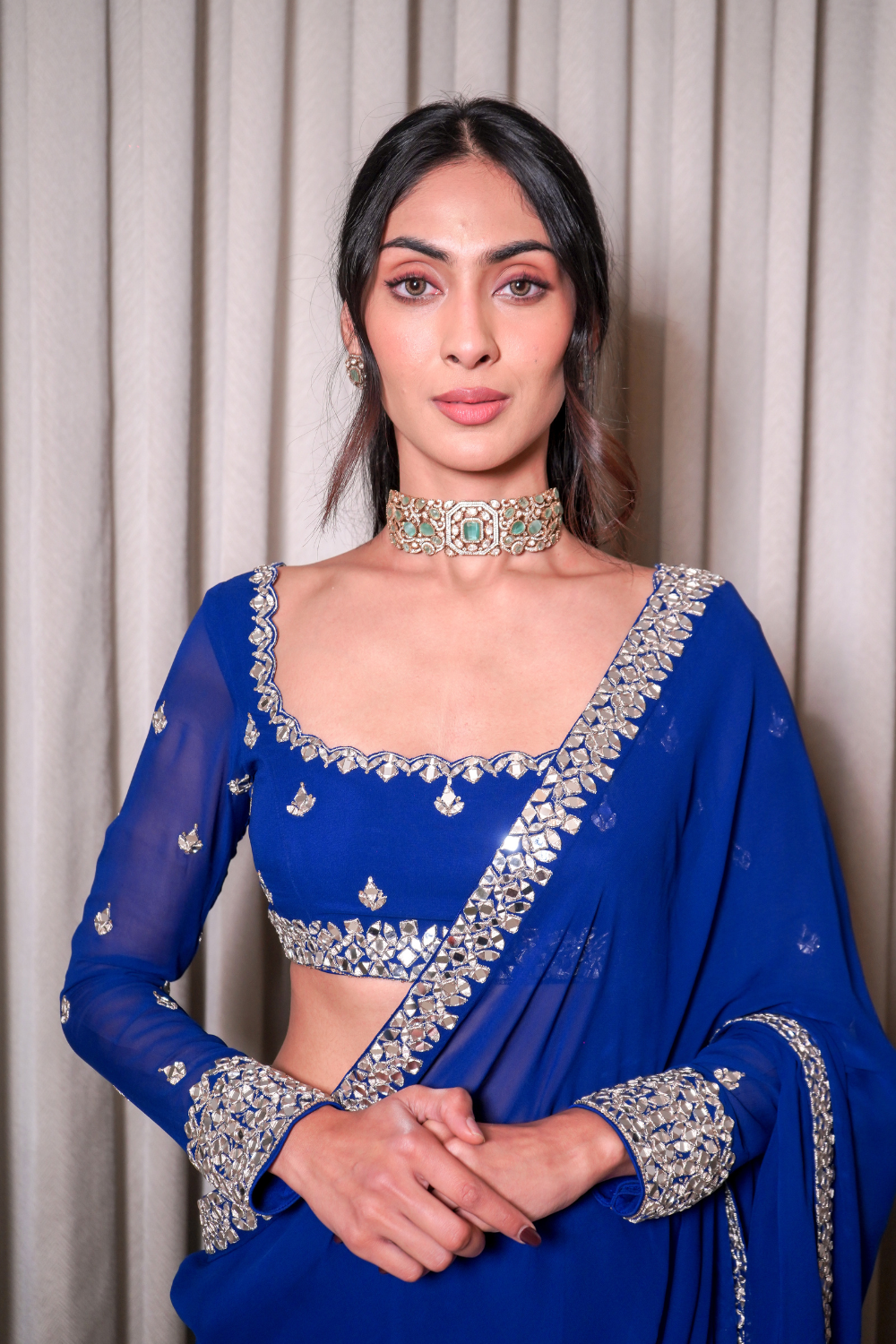 Elcetric Blue Saree Set