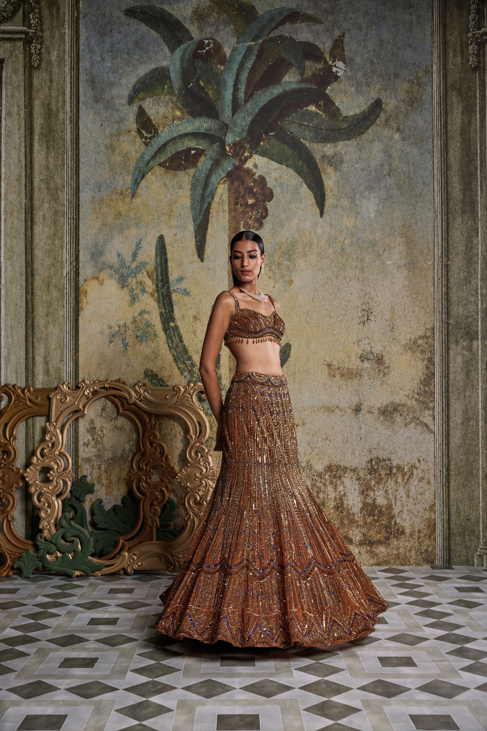 Burnt Orange Embellished Mermaid Set
