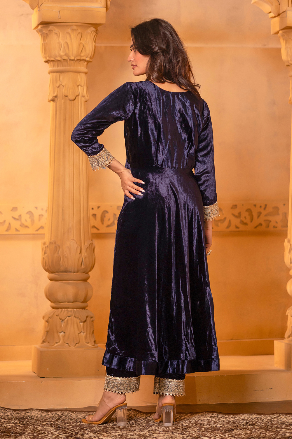 Navy Blue Anarkali Set
