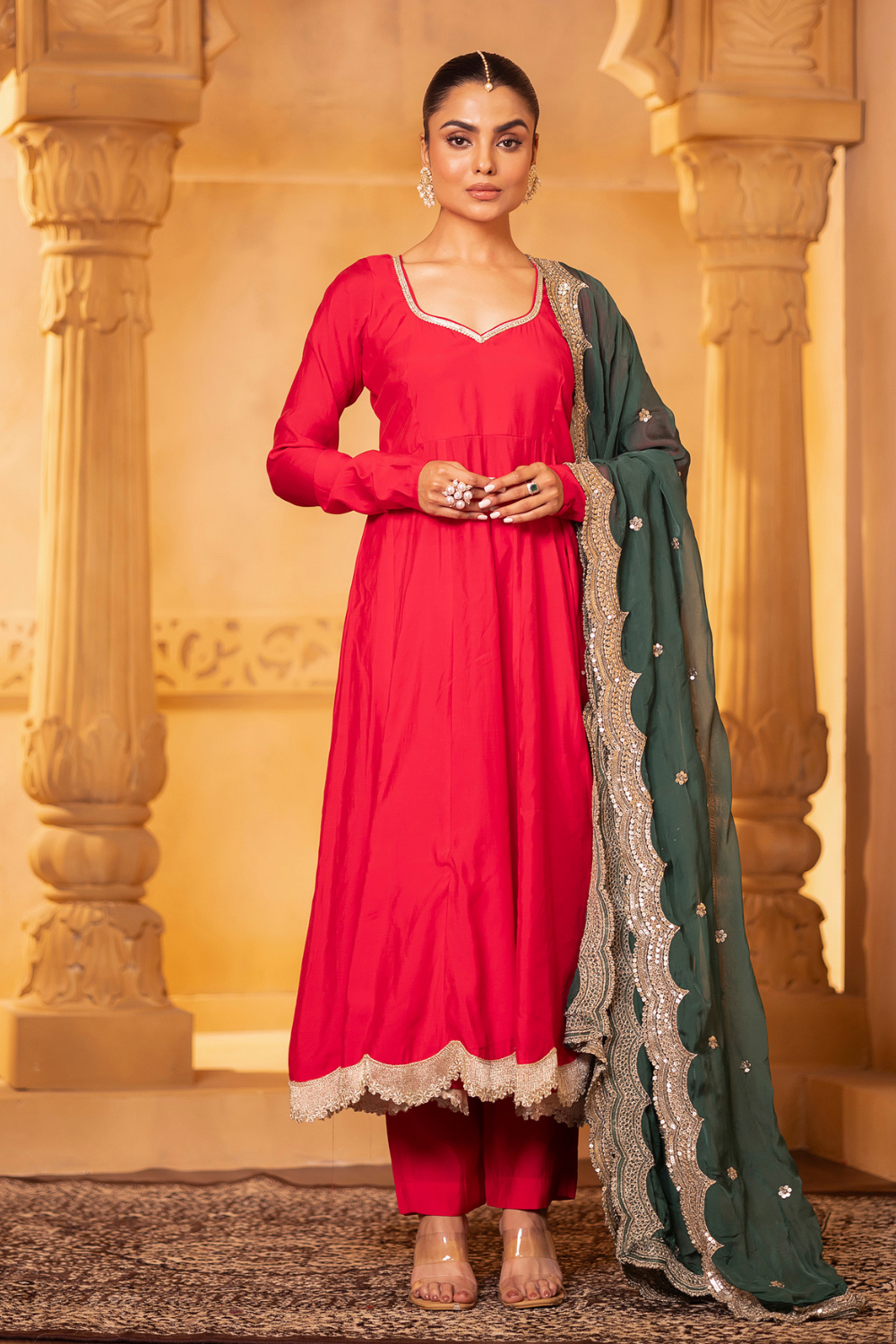 Pink Modal Silk Anarkali Set