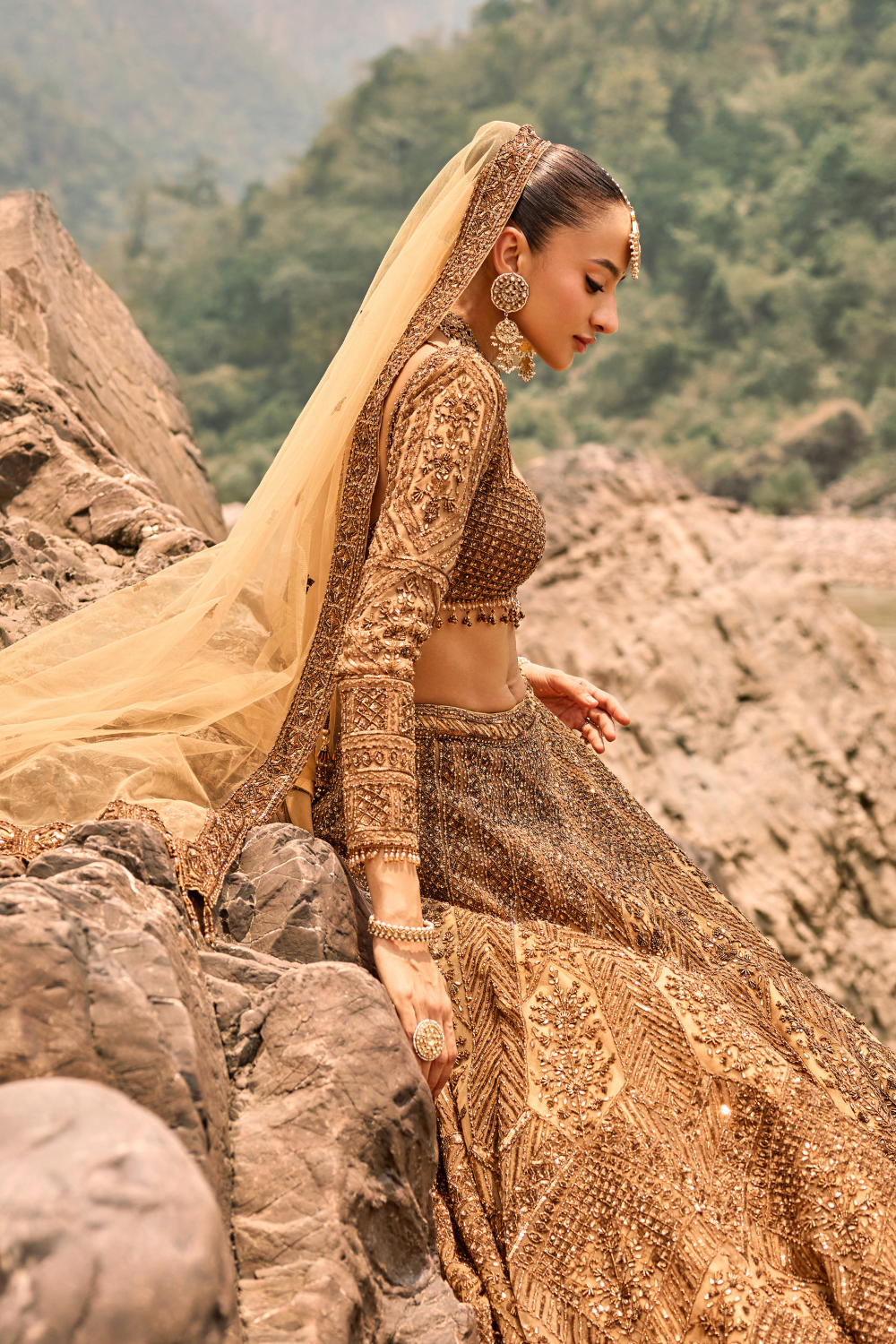 COPPER JEWELLED LEHENGA