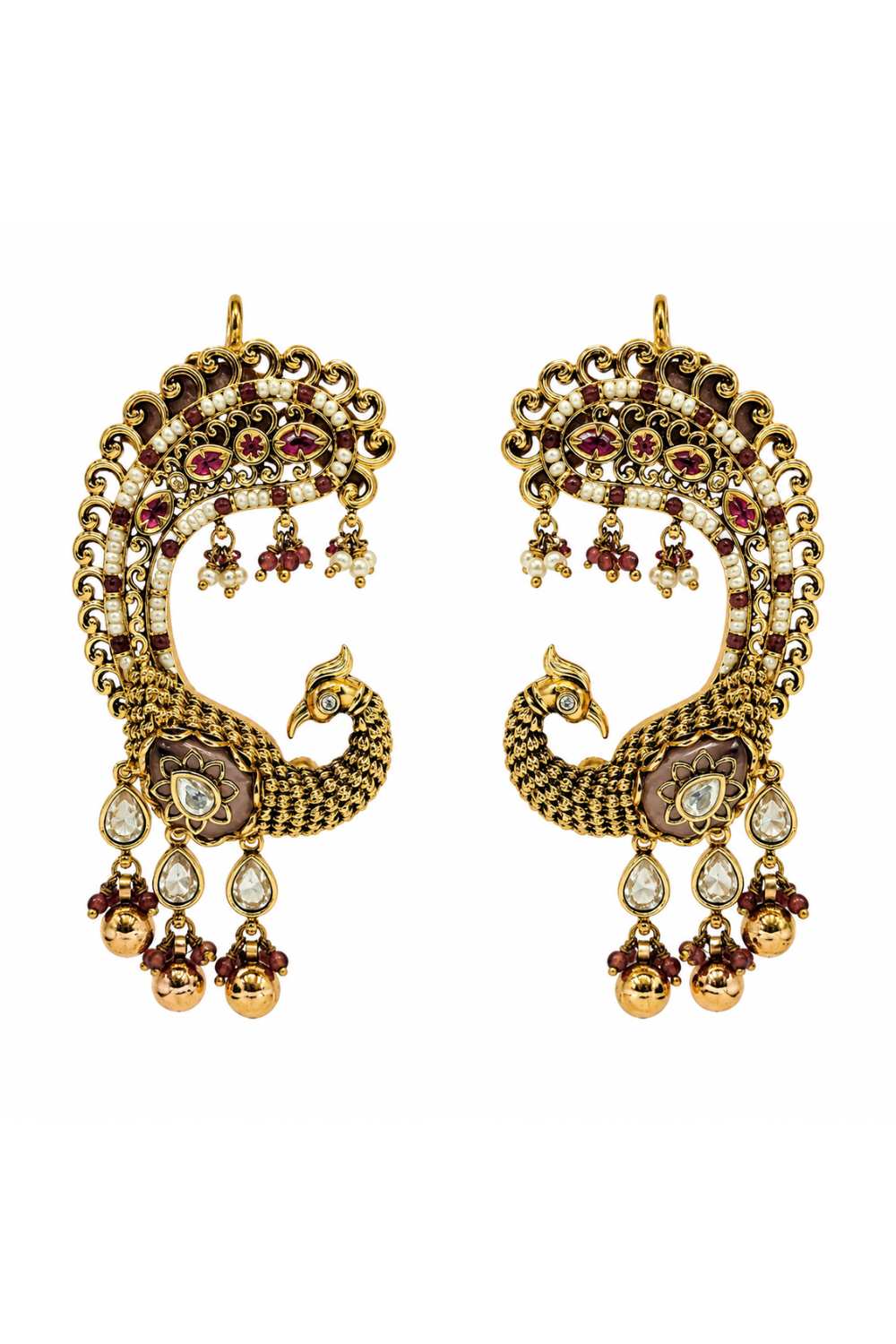 Ruby Peacock Statement Earrings