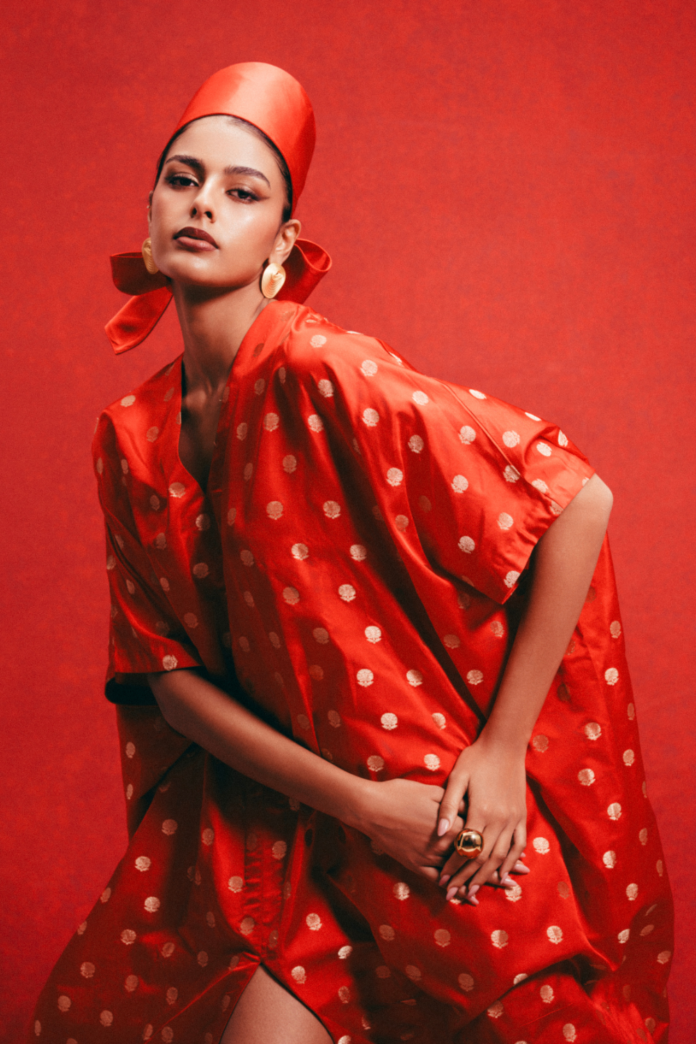 Handwoven Red Banarasi Kaftan