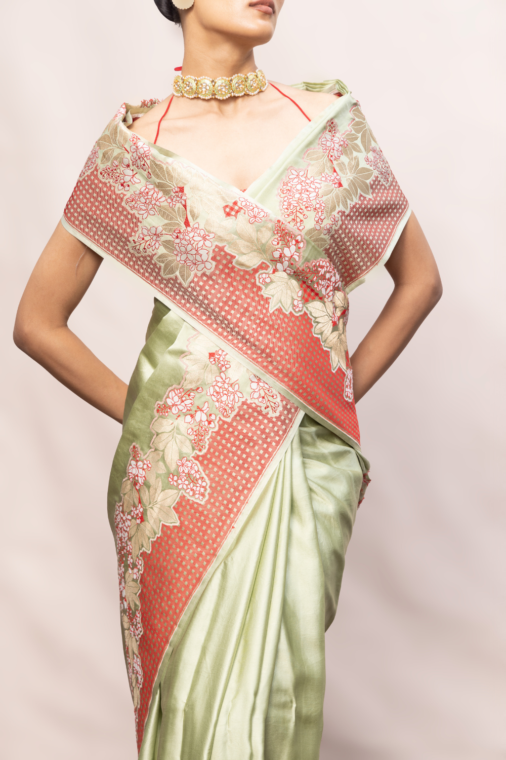 Handwoven Pistachio Green Silk Banarasi Saree