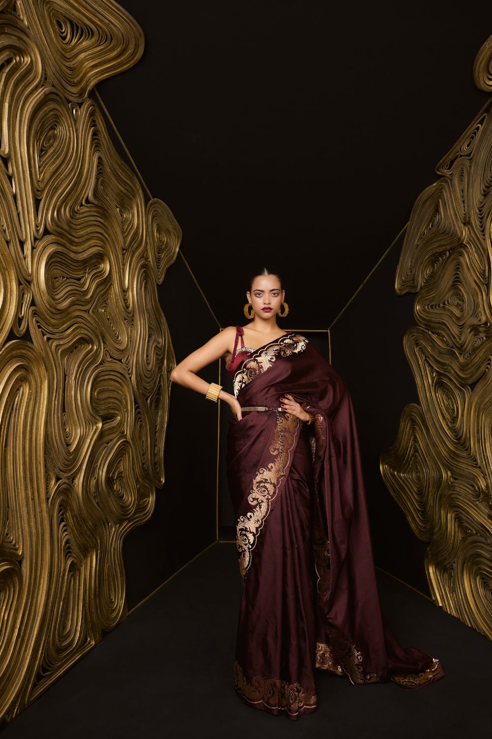 The Only Yours Saree in Garnet