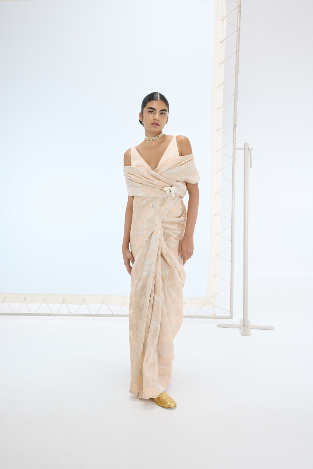The Harper Saree in Peach