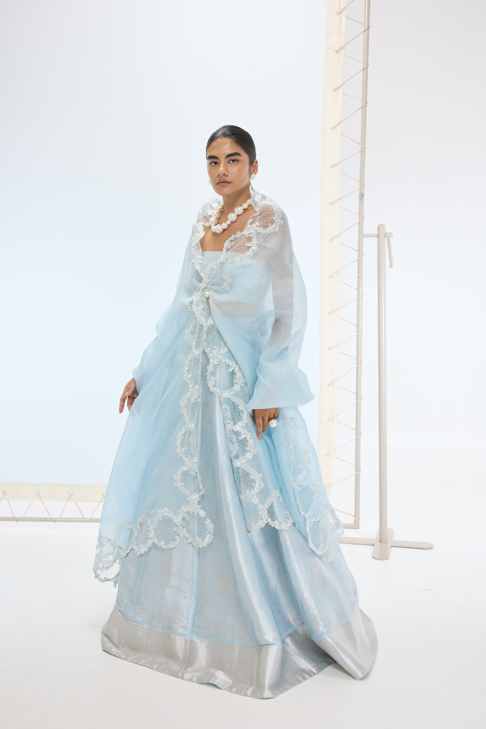 The Liza Lehenga Set in Aqua Green