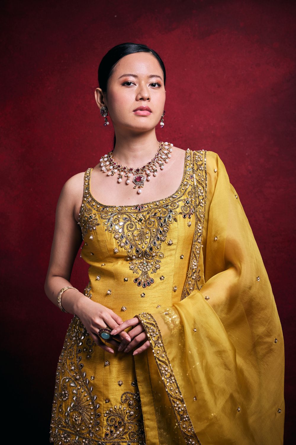 MUSTARD GHARARA SET