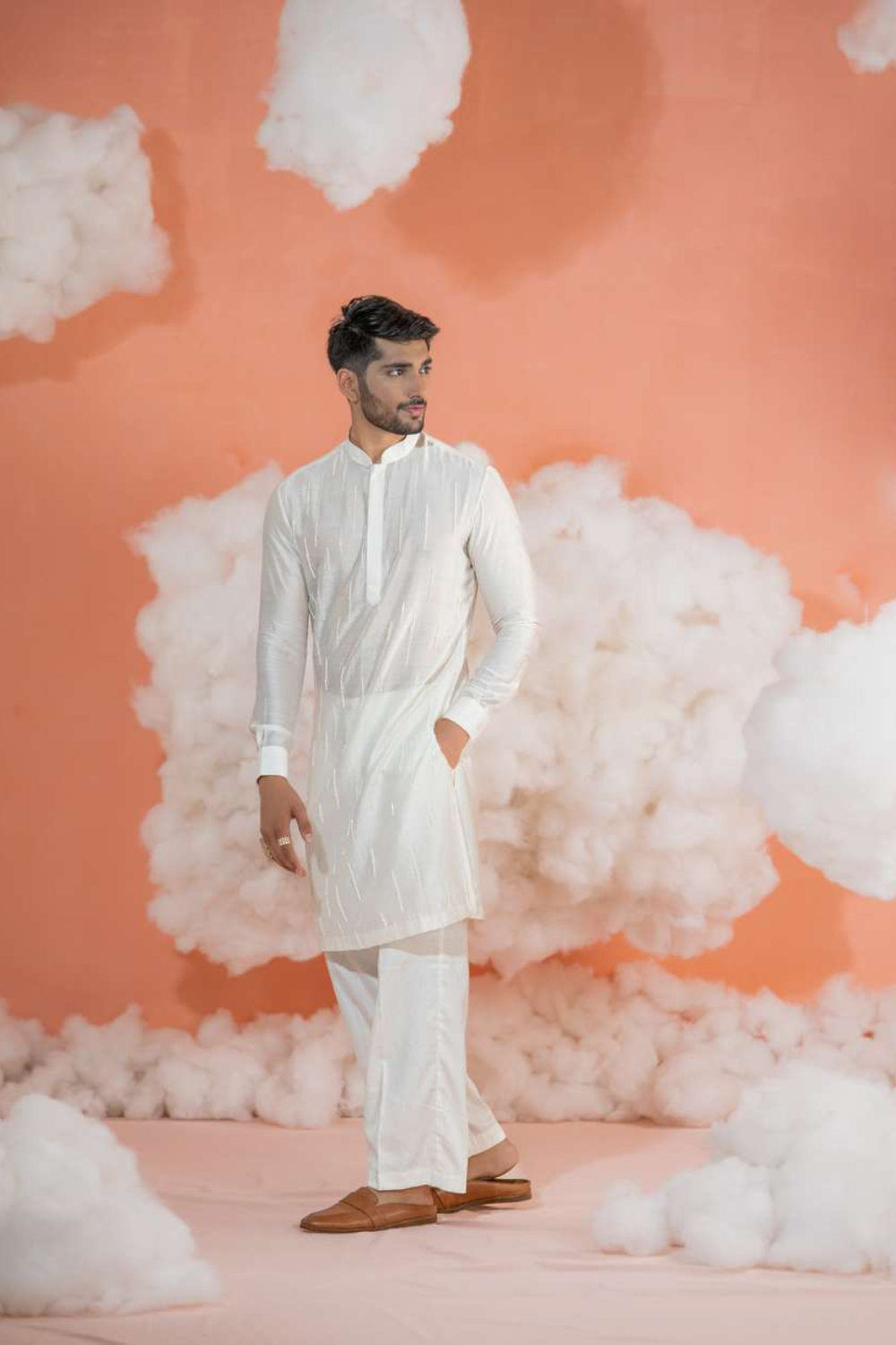 Ivory Fall Pipe Long kurta set