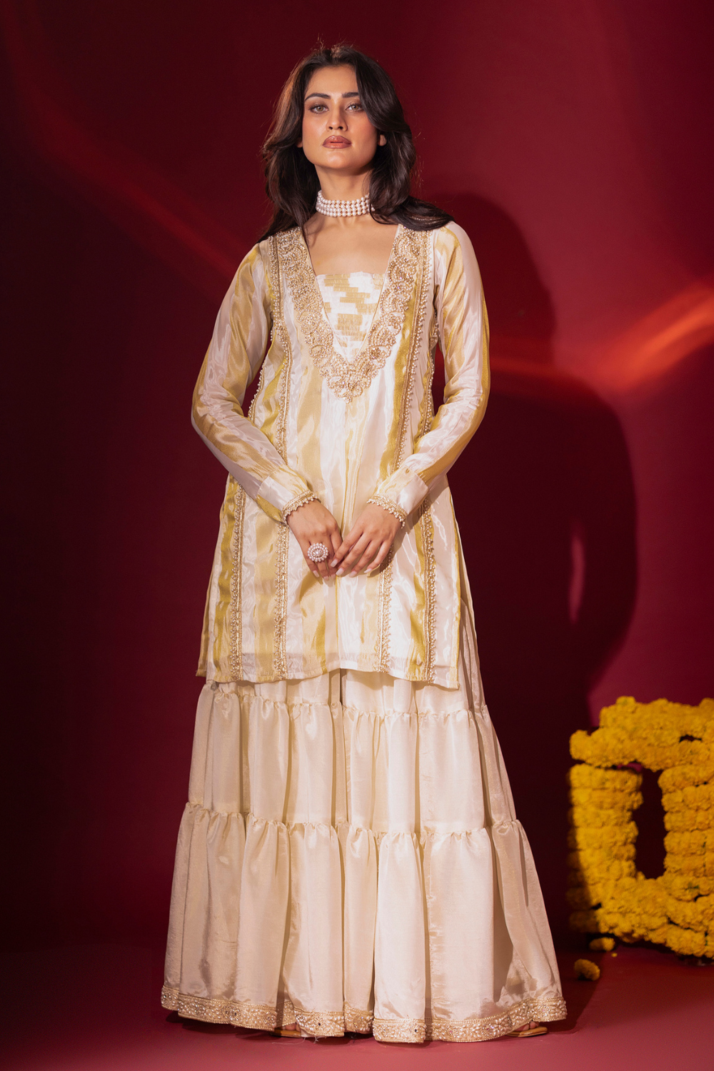 Tissue Kurta and Gharara Set