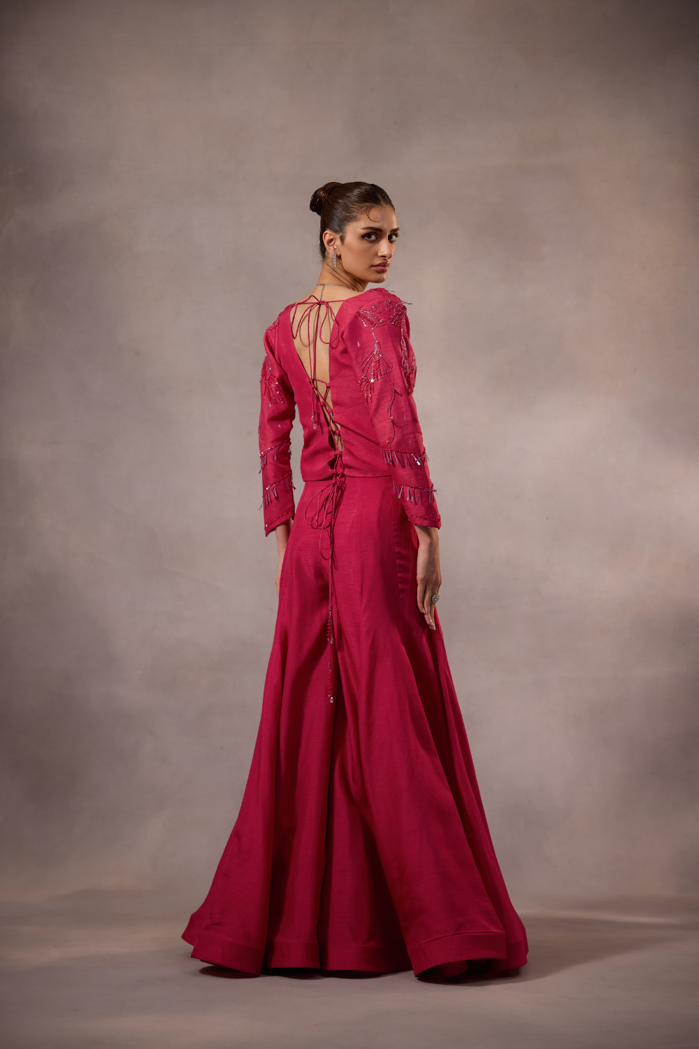 Cherry Pink Embroidered Sharara Set
