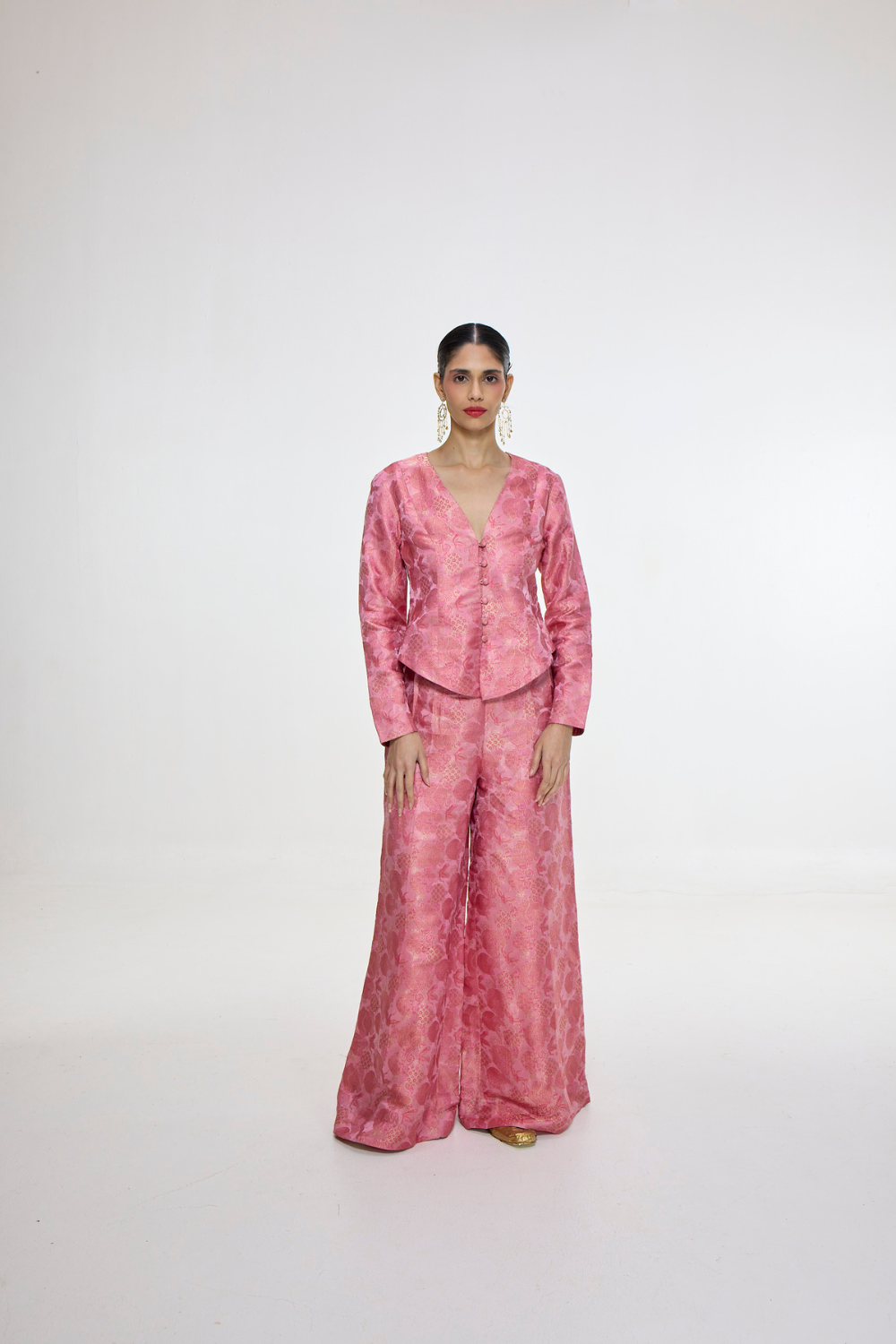 Handwoven Soft Pink Jacket Set