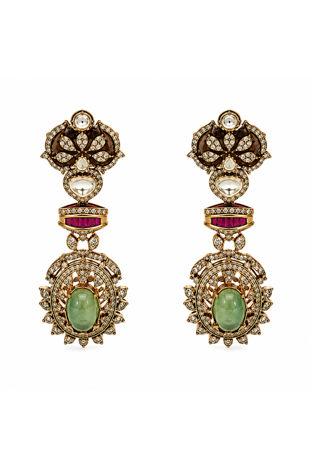 Multicolour Semi-Precious Stone Moissanite Necklace Set