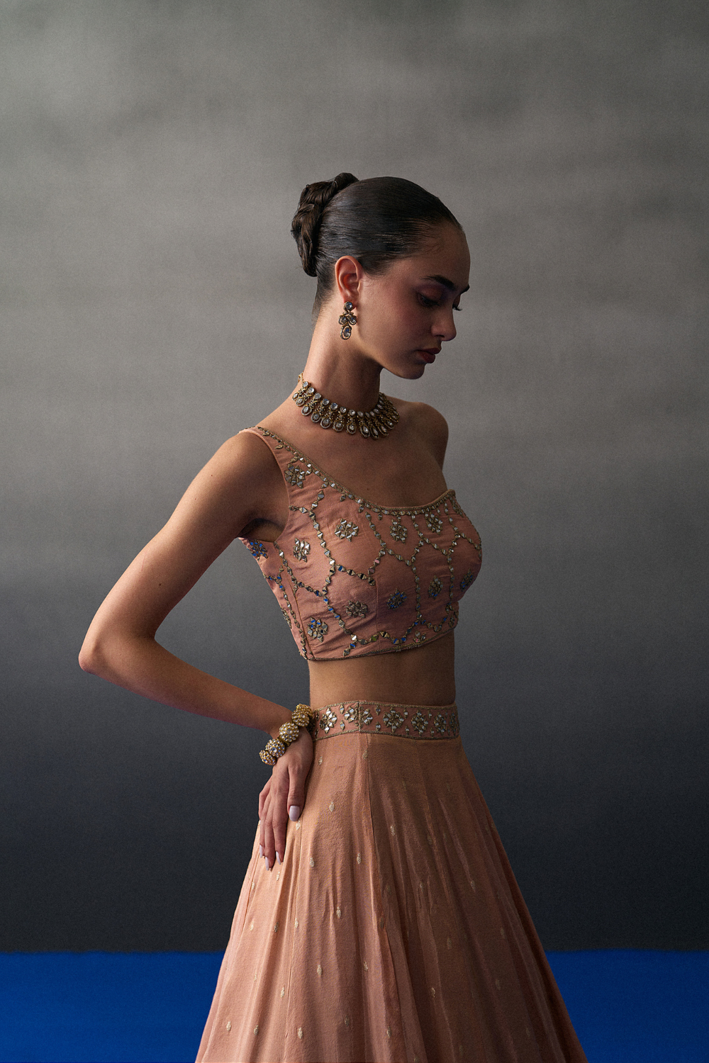 Peach Benarasi Festive Lehenga