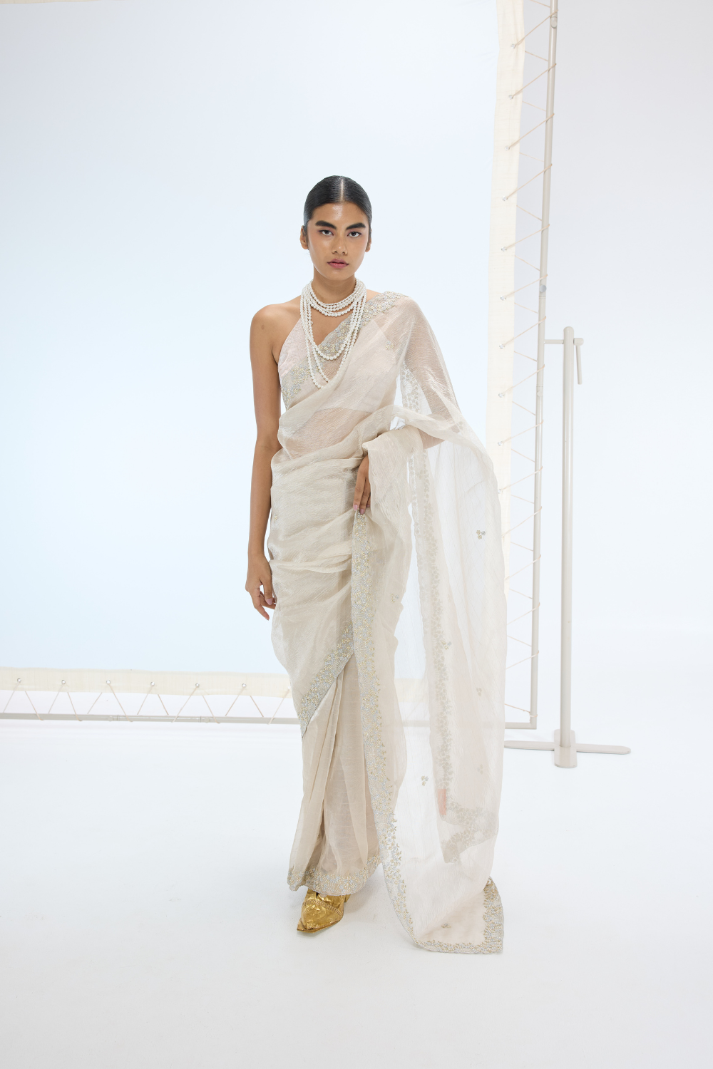 The Eva Saree in Champagne