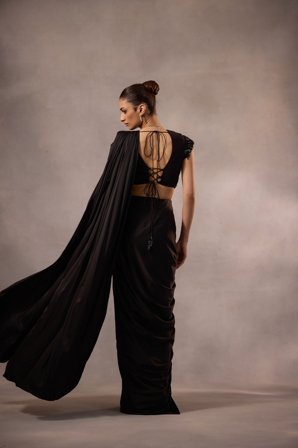 Black Drape Saree with Blouse