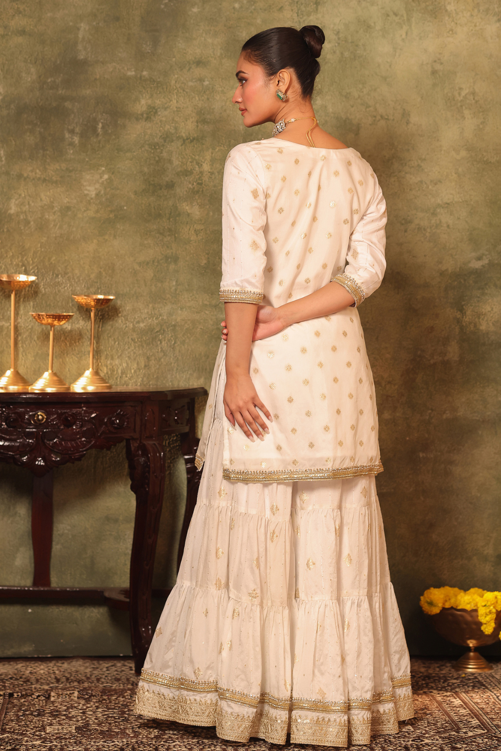 White Kurta and Gharara Set