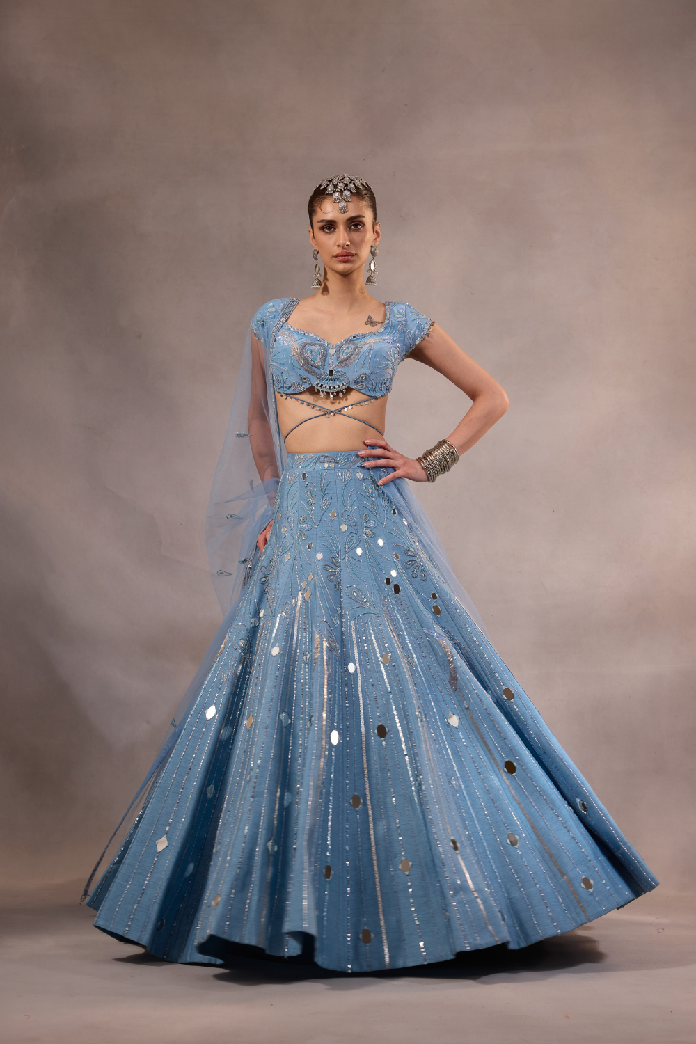 Blue Embroidered Lehenga