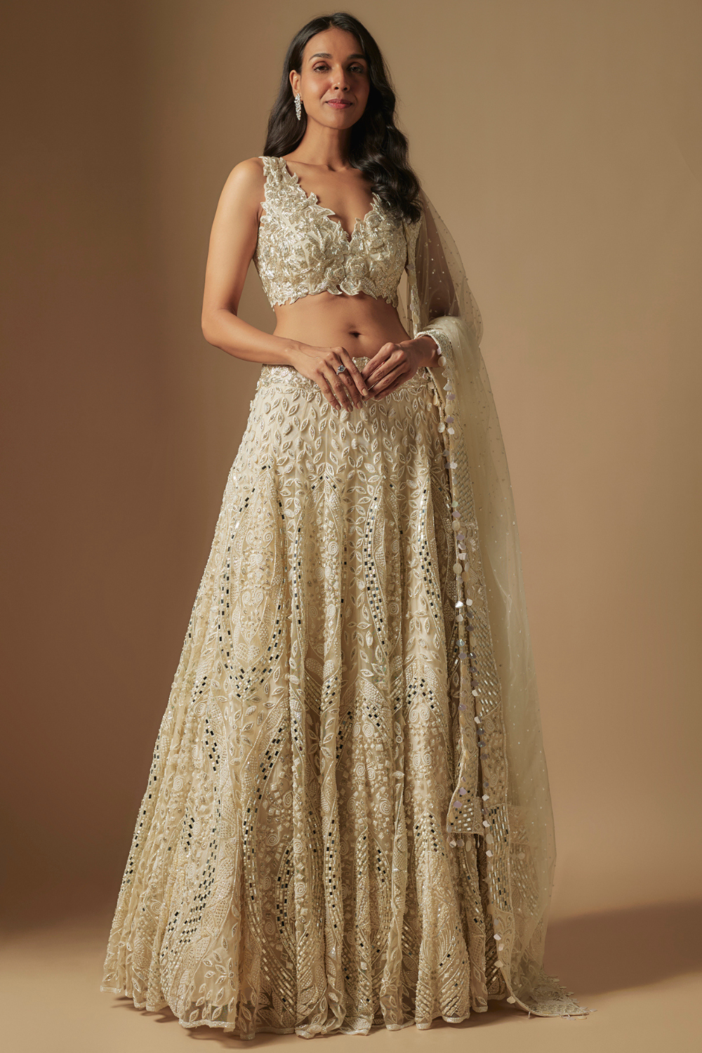 Ambler Full Embroidered lehenga paired with blouse and dupatta
