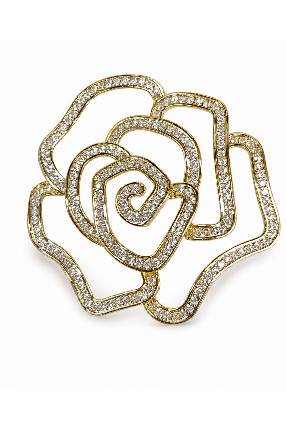 Gold Plated Zircon Floral Brooch