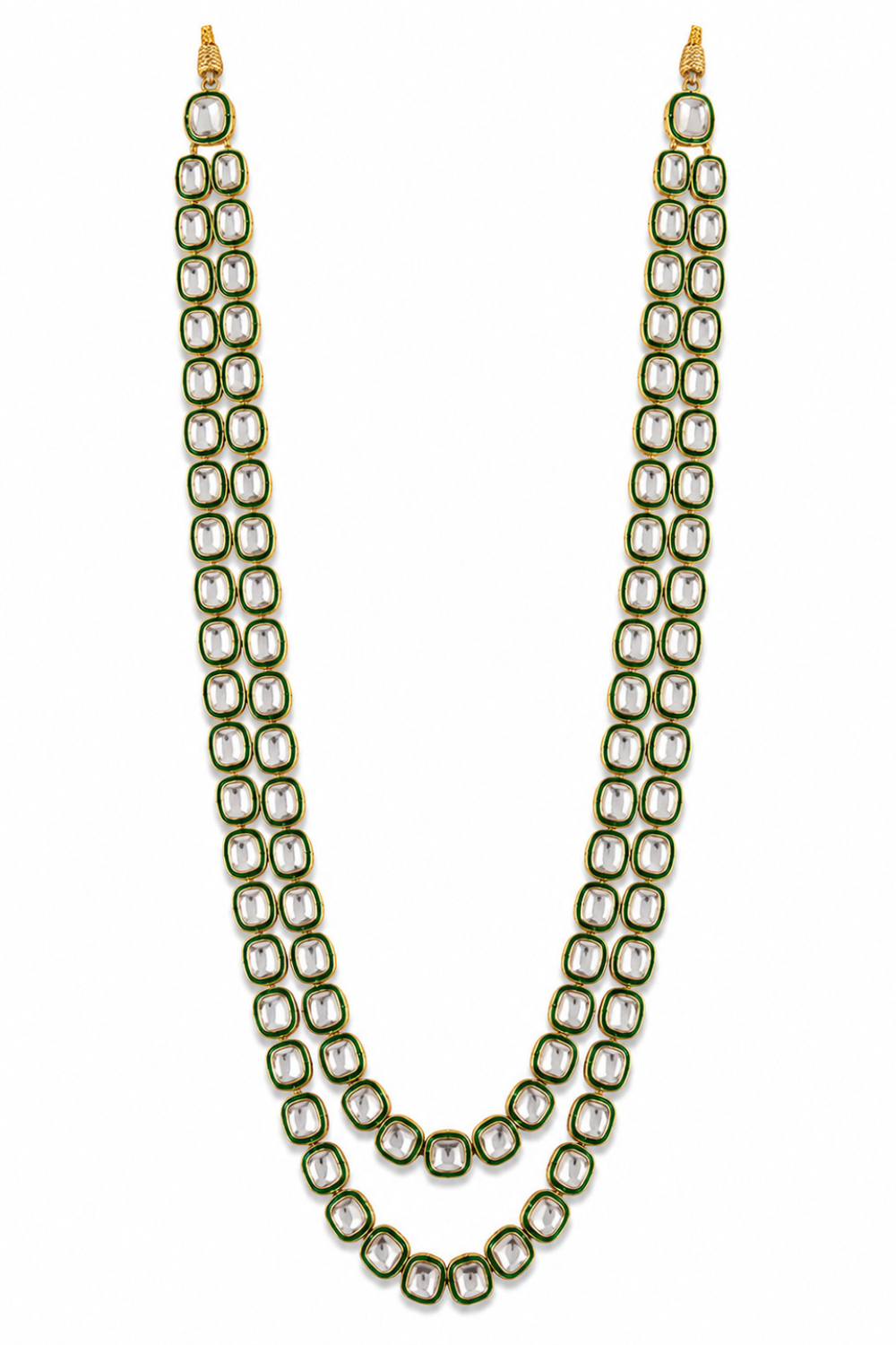 Double Layered Green Kundan Necklace