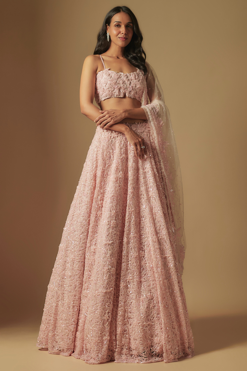 Eke Full Embroidered lehenga paired with blouse and dupatta