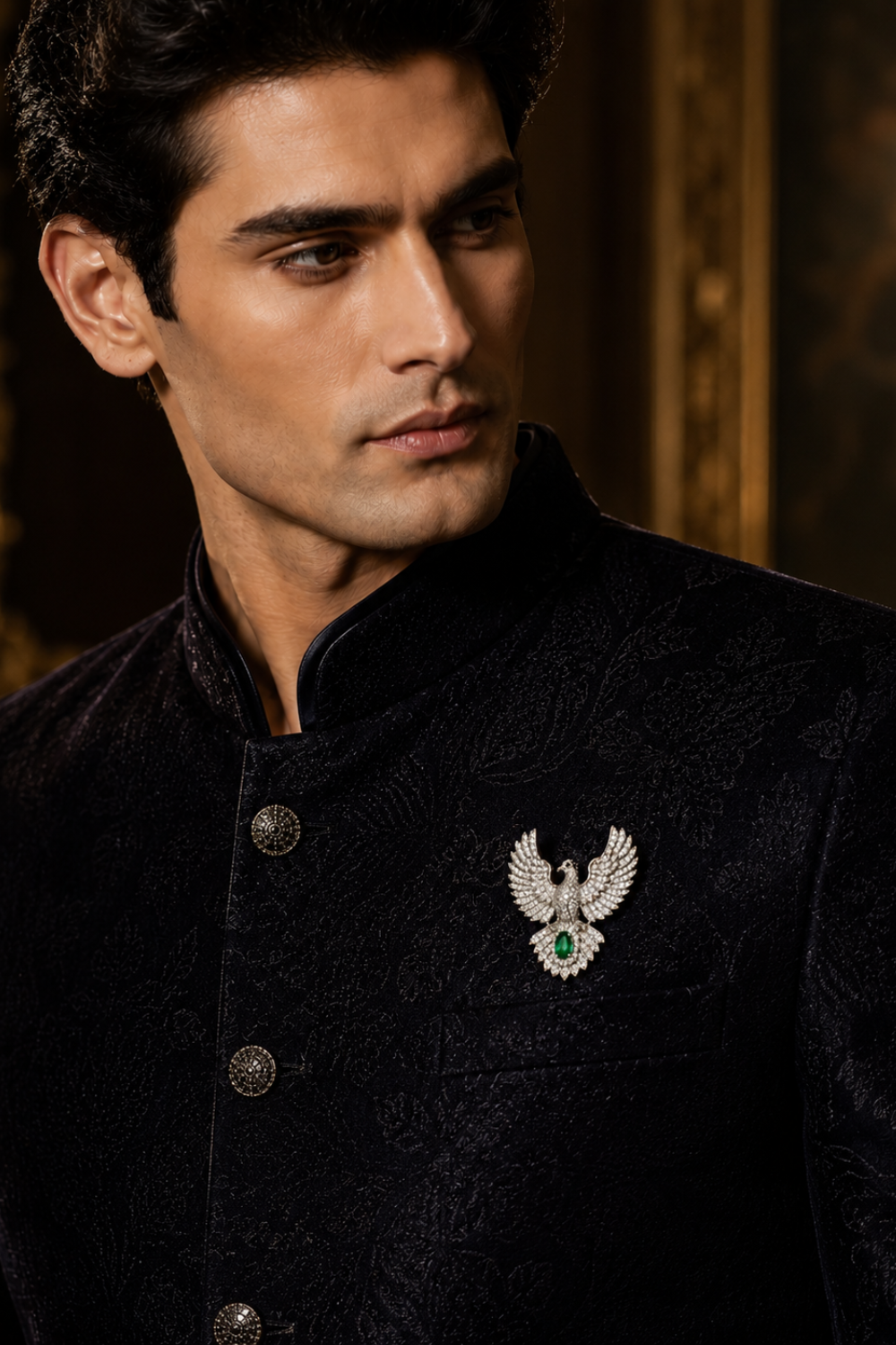 Zircon Bird Motif Brooch