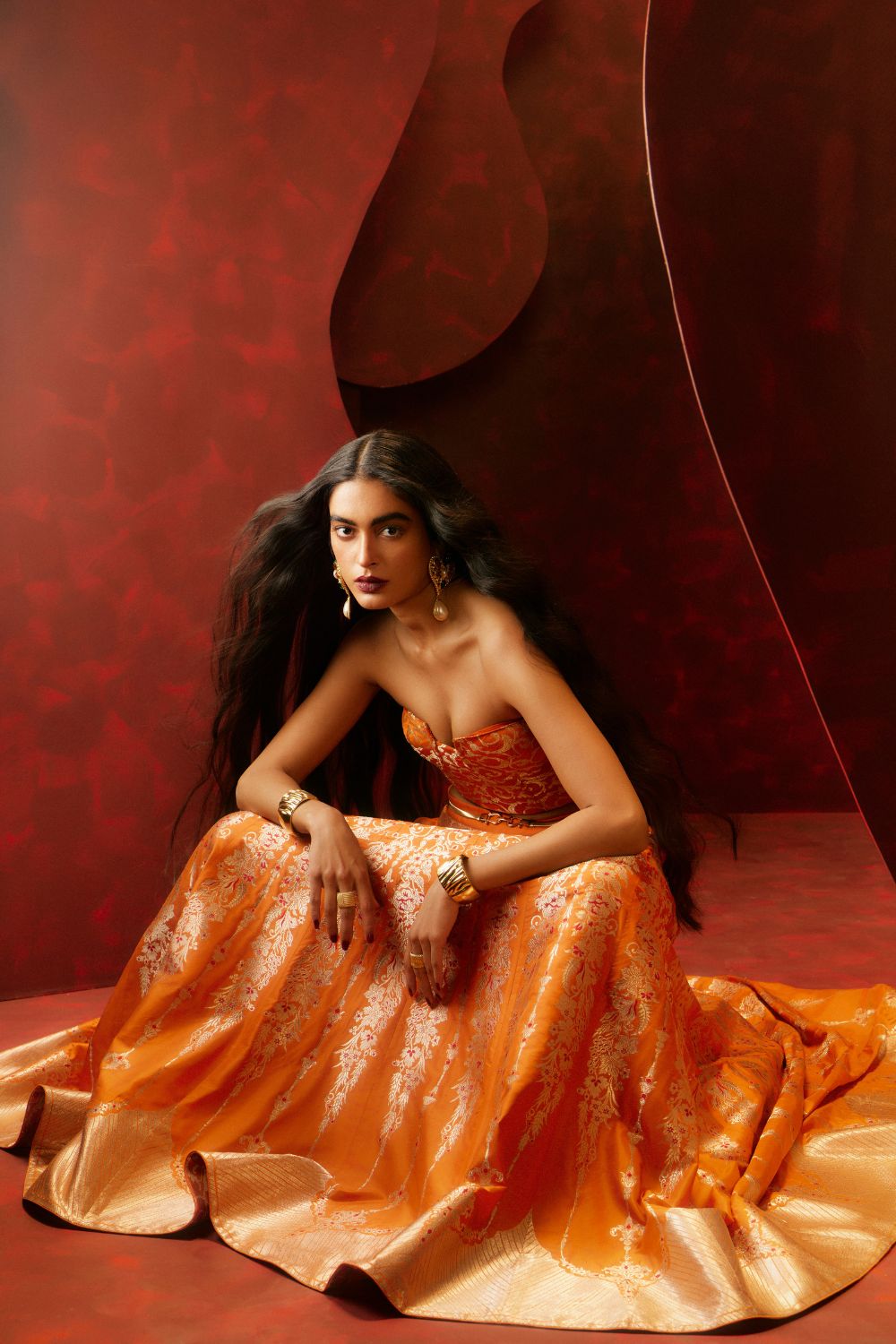 Crimson Kiss Lehenga Rust