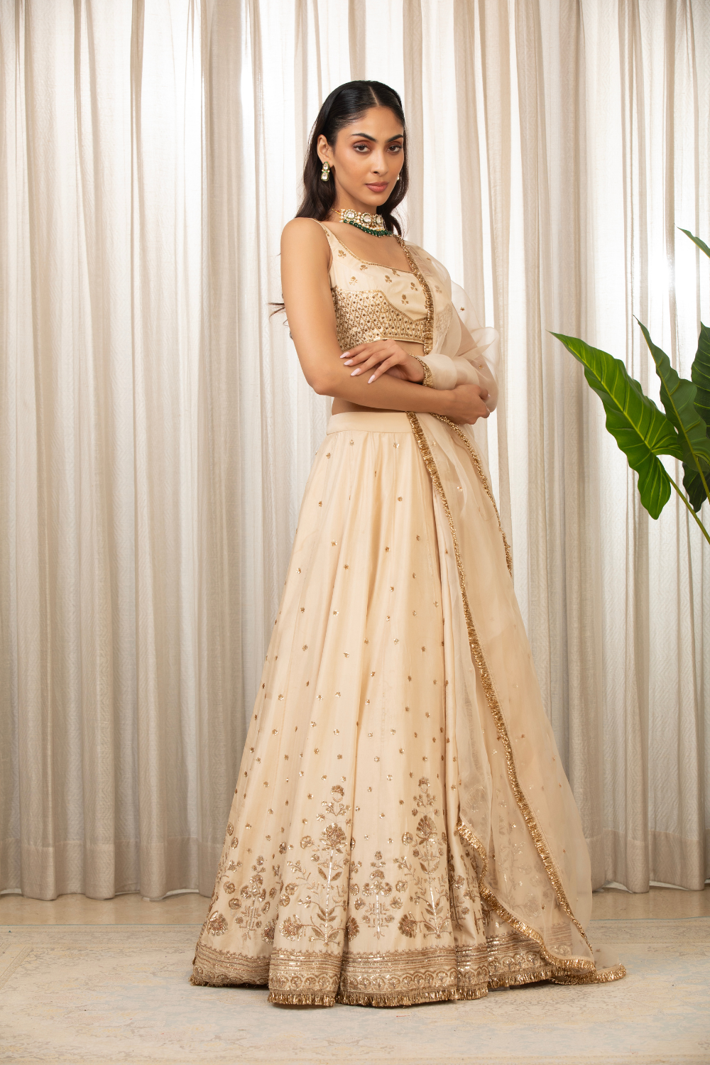 Cream Lehenga Set