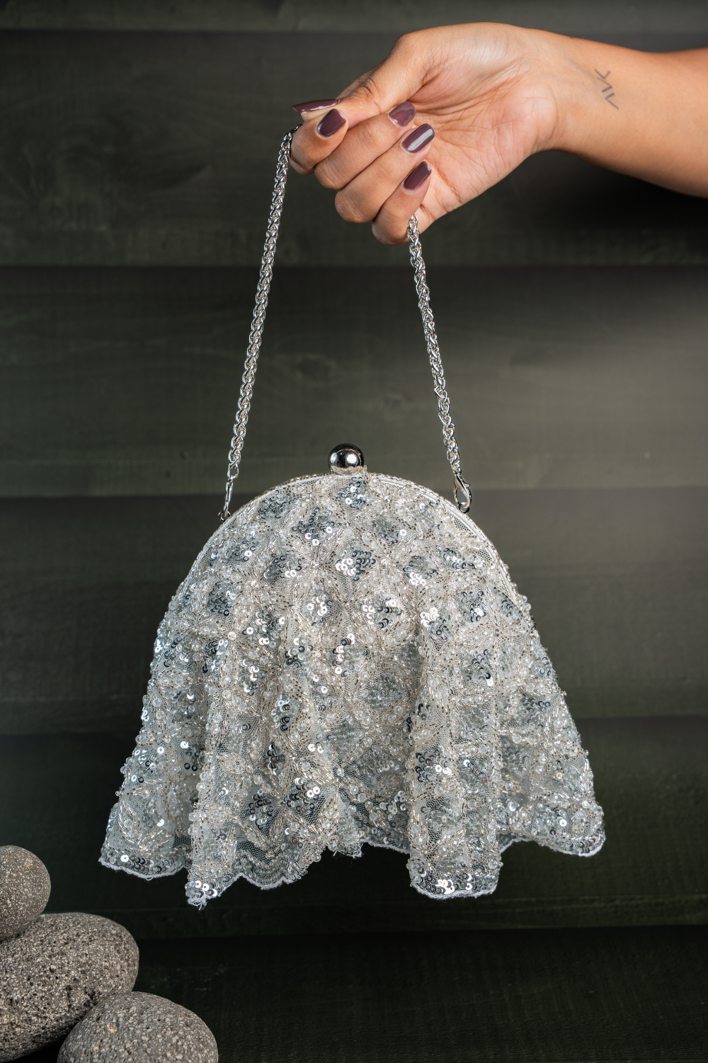 Drape Diva Batua Silver