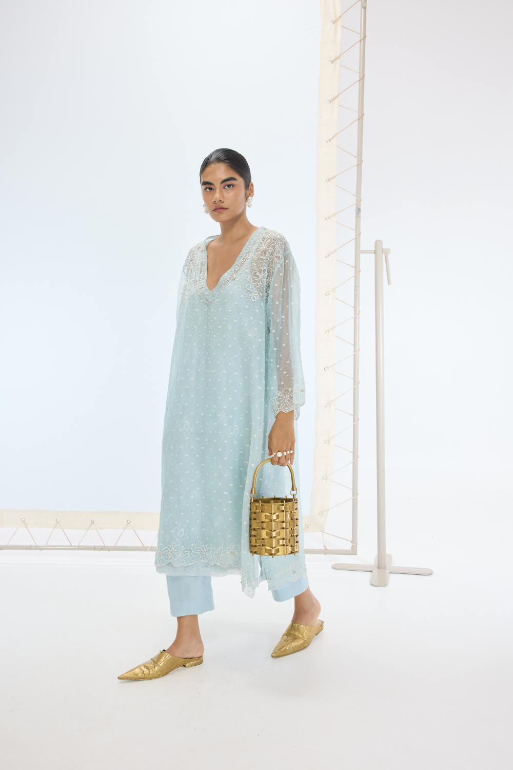 The Lily Kurta Set in Aqua Green