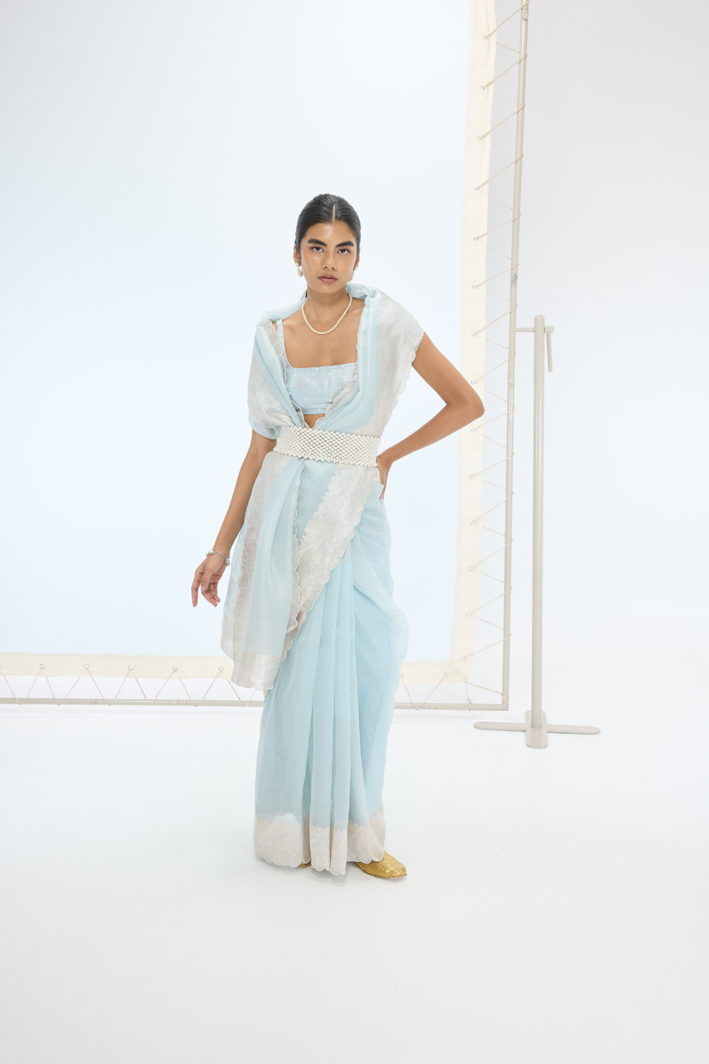 The Blake Saree in Ice Blue