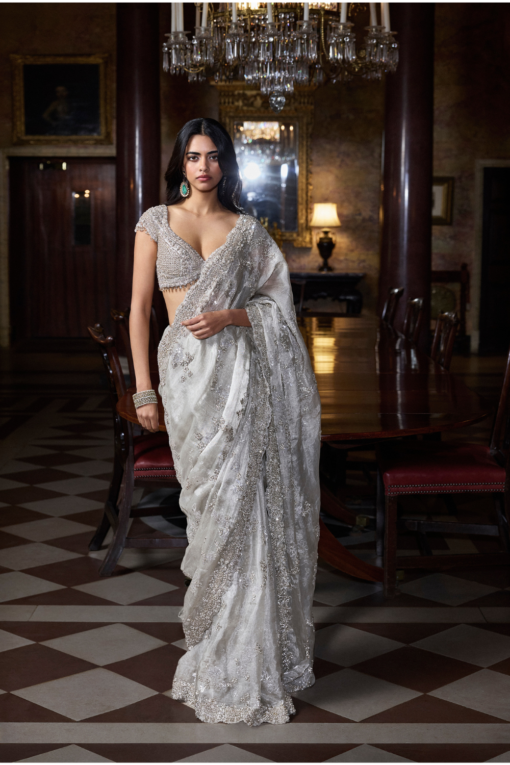 Champagne Zardosi Saree