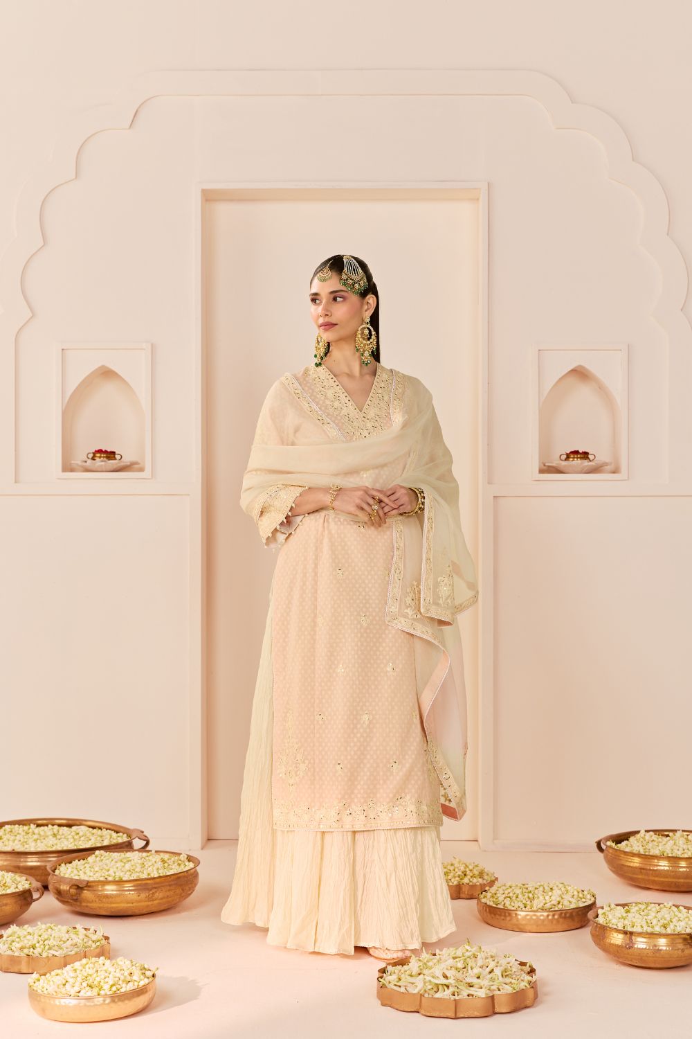 RUHANI - CARNATION PINK LONG KURTA WITH SKIRT AND DUPATTA