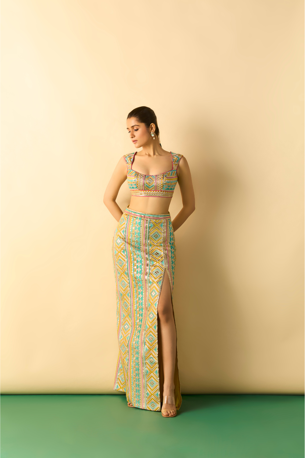 kashvi slit skirt set