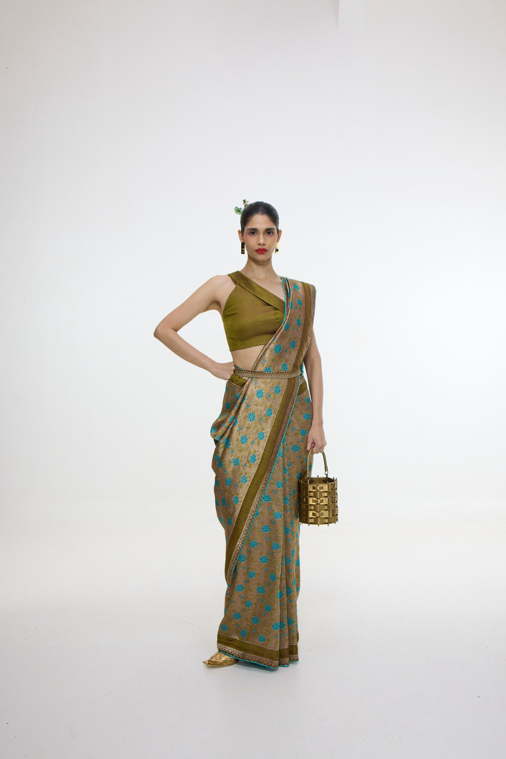Handwoven Olive Green Saree