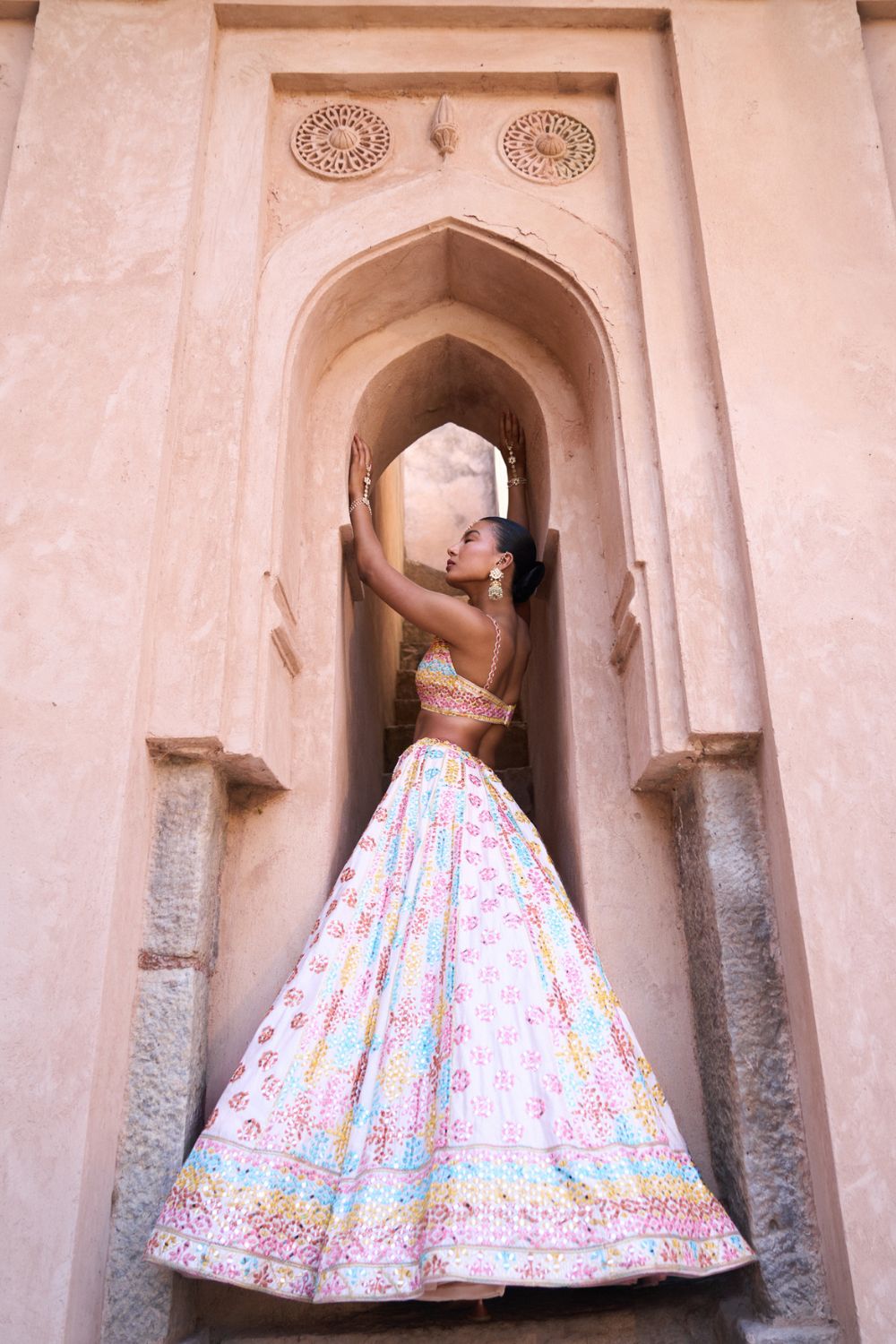 PHOOL — Blush Pink Raw Silk Lehenga Set