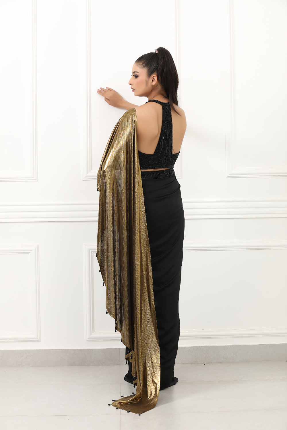 Golden Eclipse Drape Saree